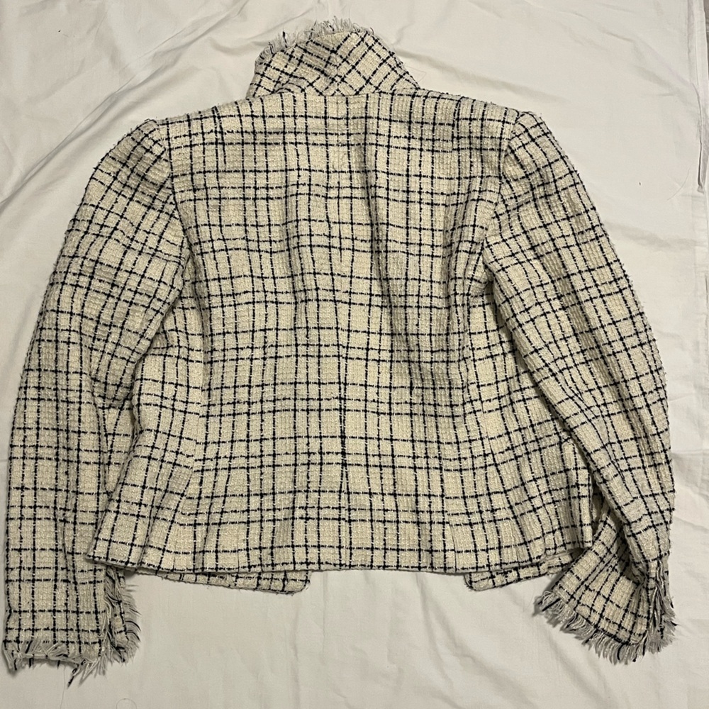 Apt. 9 Cream and Black Windowpane Tweed Blazer - Picture 4 of 5